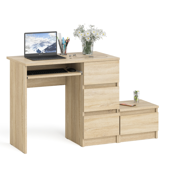 Прямые компьютерные столы, Стол компьютерный Мори МС-6 правое исполнение с тумбочкой 400-1