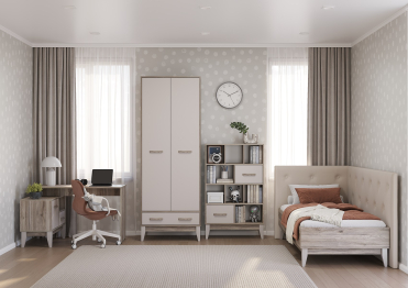 Кровать 90х200 с мягким изголовьем и боковиной Скандика