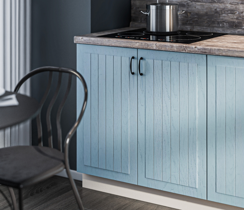 Кухонные гарнитуры, Кухонный гарнитур Регина Белый/Голубой 2,2 м.