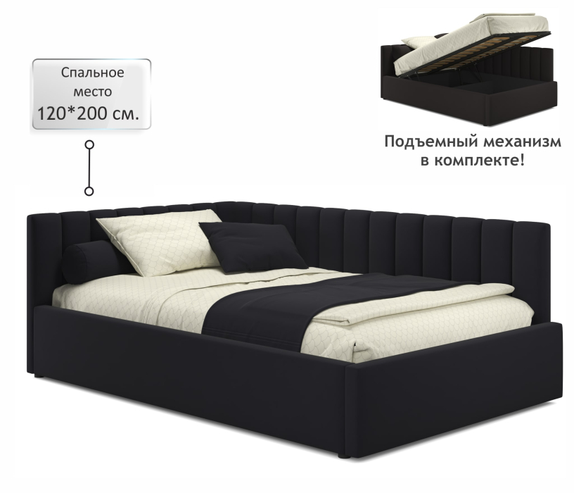 Мягкая кровать, Мягкая кровать Milena 1200 с подъемным механизмом