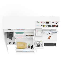 Широкий шкаф-комод Мори МШ1200.1 с письменным столом МС-1 левый и полкой на 900