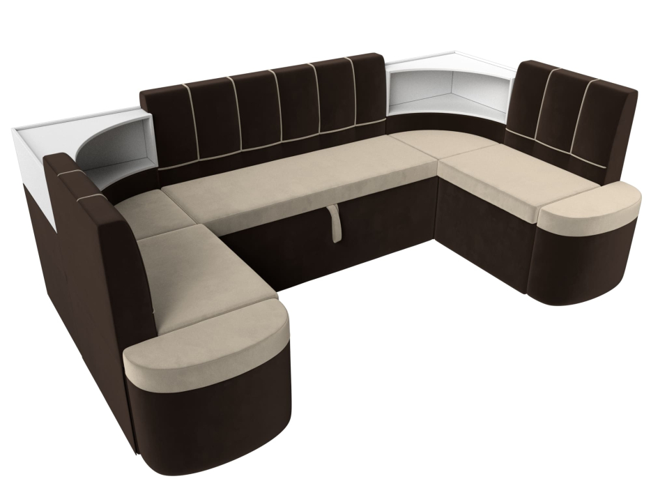 Кухонные уголки, Кухонный П-образный диван Тефида, микровельвет