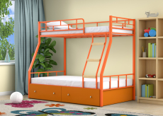 Для подростков, Двухъярусная кровать Радуга ящики оранжевый