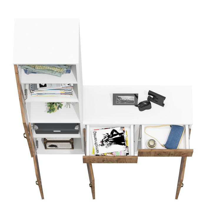 Домашние кабинеты, Две тумбы с ящиком и дверкой и пенал для рабочего кабинета Лидер-8