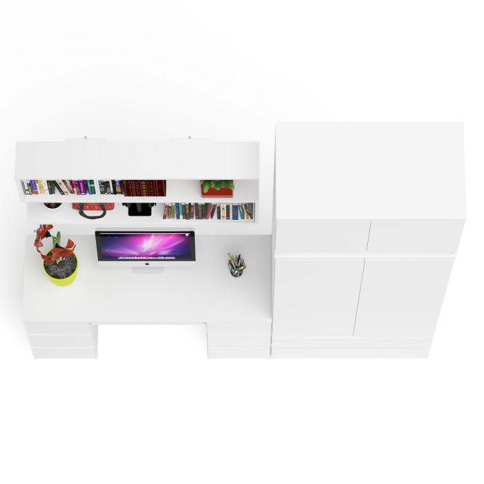 Домашние кабинеты, Шкаф-комод с антресолью Мори МШ900.1 со столом для работы и учёбы и книжной полкой