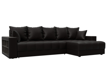 Диван угловой с декором и полкой Лига-050 НПБ, экокожа GRIFON