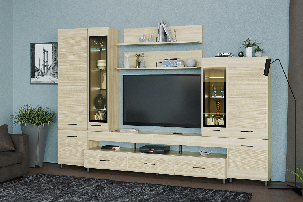 Стенки для гостиной, Модульная гостиная Камелия композиция 3