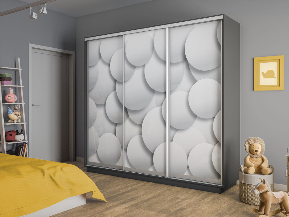 Шкафы-купе 3-х дверные, Шкаф-купе Экспресс 3-х дверный Фотопечать Шары Стекла 210х45х220