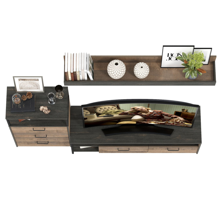 Стенки для гостиной, Комод с ящиками Трувор с тумбой под аппаратуру и полкой