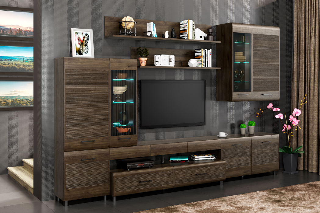 Стенки для гостиной, Модульная гостиная Камелия композиция 4