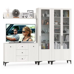 Комод для ТВ-аппаратуры с навесной полкой и широкий сервант Валенсия № 115