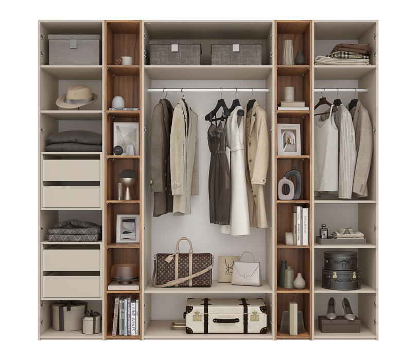 Шкафы распашные, Шкаф 4-х дверный со стеллажами Лаура Компл 2, 2532