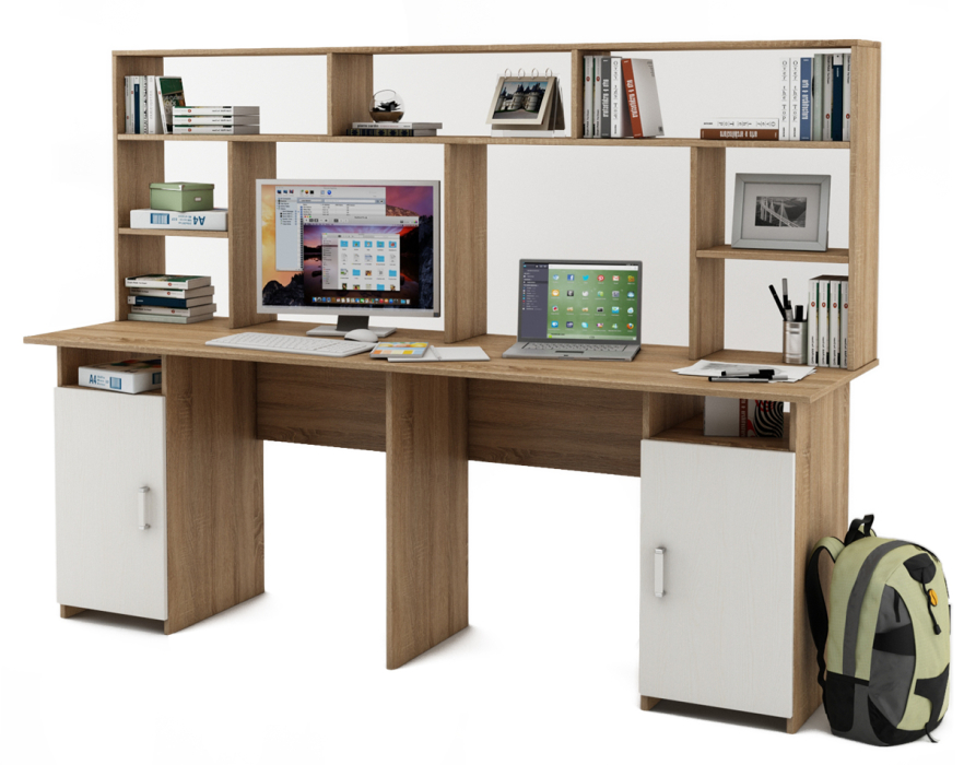 Прямые, Письменный стол Лайт-12 с надстройкой