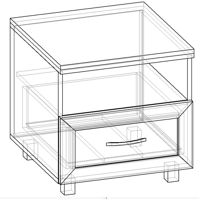 Прикроватные тумбы, Тумба прикроватная КВАДРО габарит 500х520х480