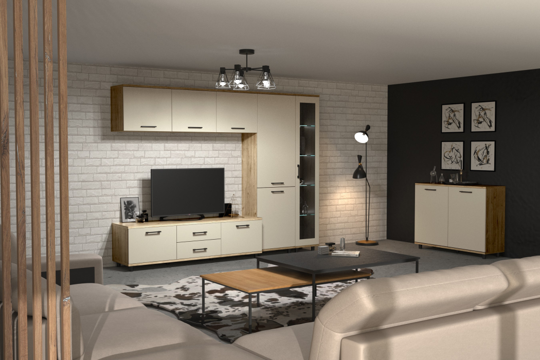 Стенки для гостиной, Модульная гостиная Грейс композиция 10  Гикори Джексон Светлый