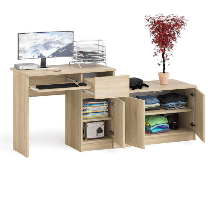 Прямые компьютерные столы, Тумба Мори МА900-1 и стол компьютерный Мори МС-1 правый