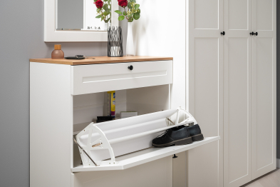 Тумба для обуви с зеркалом и два шкаф-пенала с полками Остин