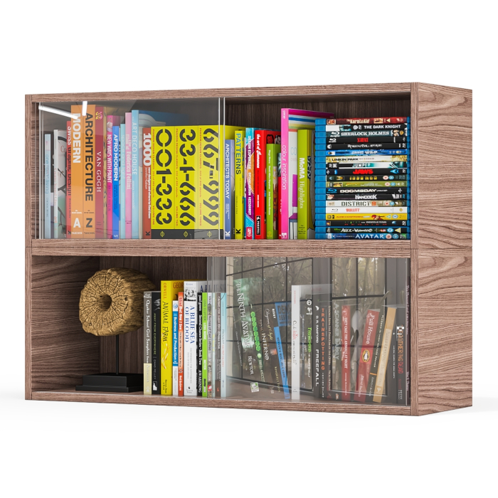 Настенные полки, Комплект из двух книжных полок со стеклом КН-01