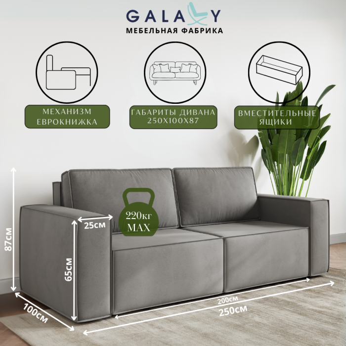 Диваны еврокнижки, Прямой диван Лофт, раскладной