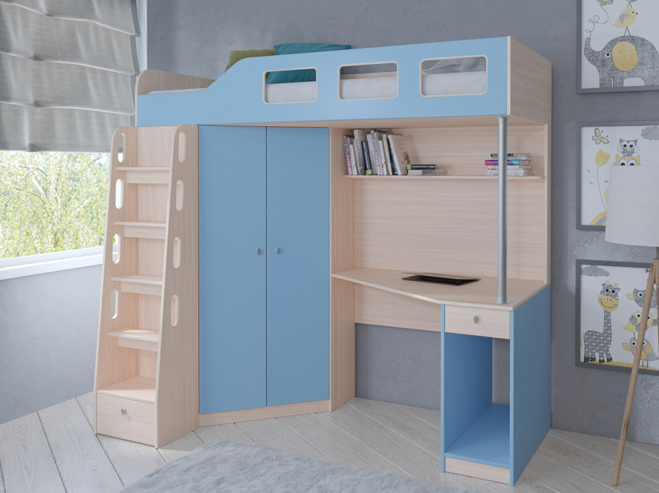 Кровати-чердаки, Кровать-чердак Астра 7 Дуб молочный