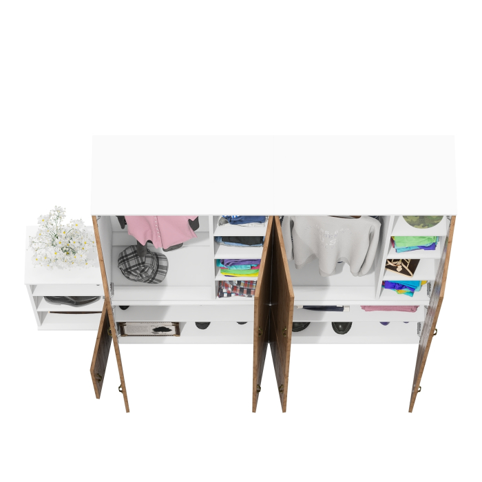 Для одежды, Два шкафа платяных Лидер-8 с тумбочкой с нишей МД 3.19