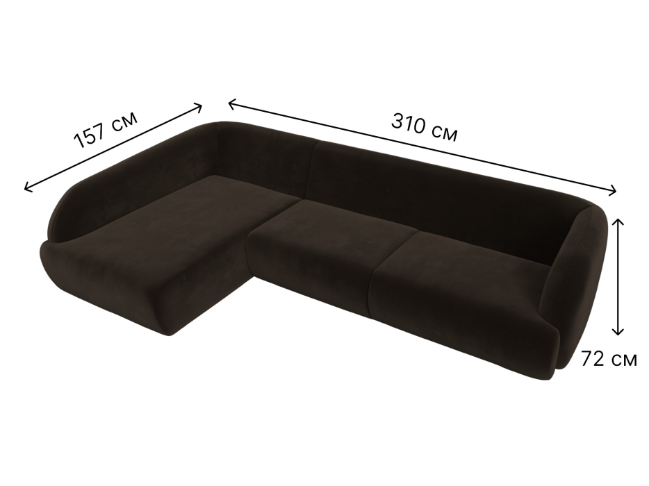 Диваны угловые в гостиную, Диван угловой Лига-041 левый угол, микровельвет