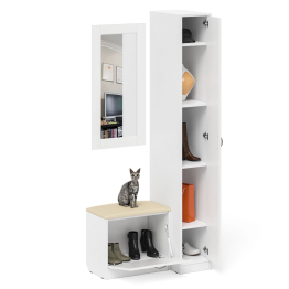 Обувница с сиденьем и зеркалом и пенал П-6-500 фрезеровка прованс