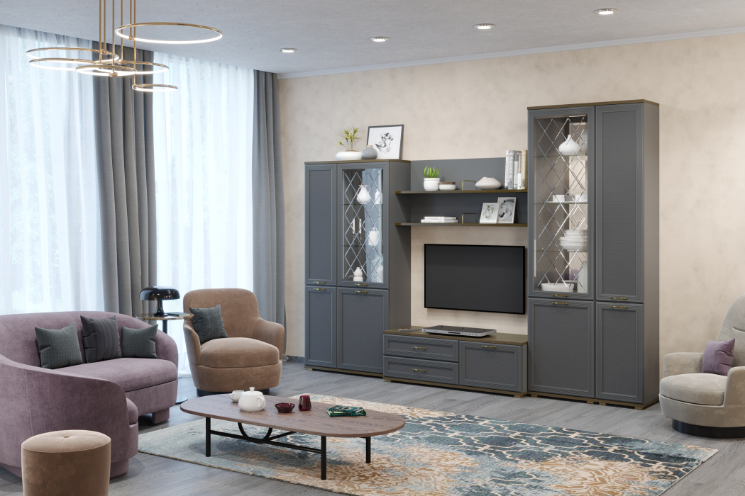 Стенки для гостиной, Модульная гостиная Карина композиция 24