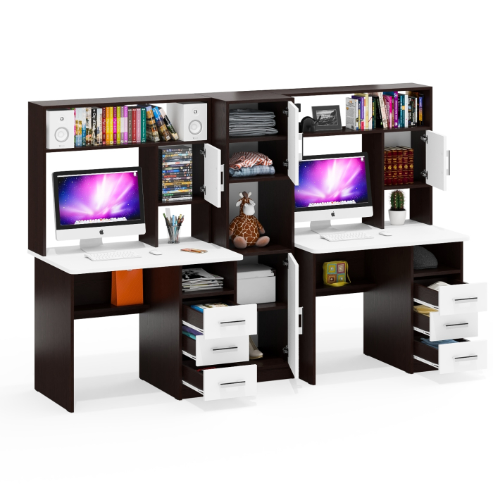 Домашние кабинеты, Стенка из компьютерных столов для двоих человек СК-9
