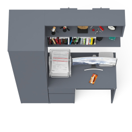 Пенал с дверкой Мори МШ400-1 с компьютерным столом МС-1 левый и открытой полкой на 900