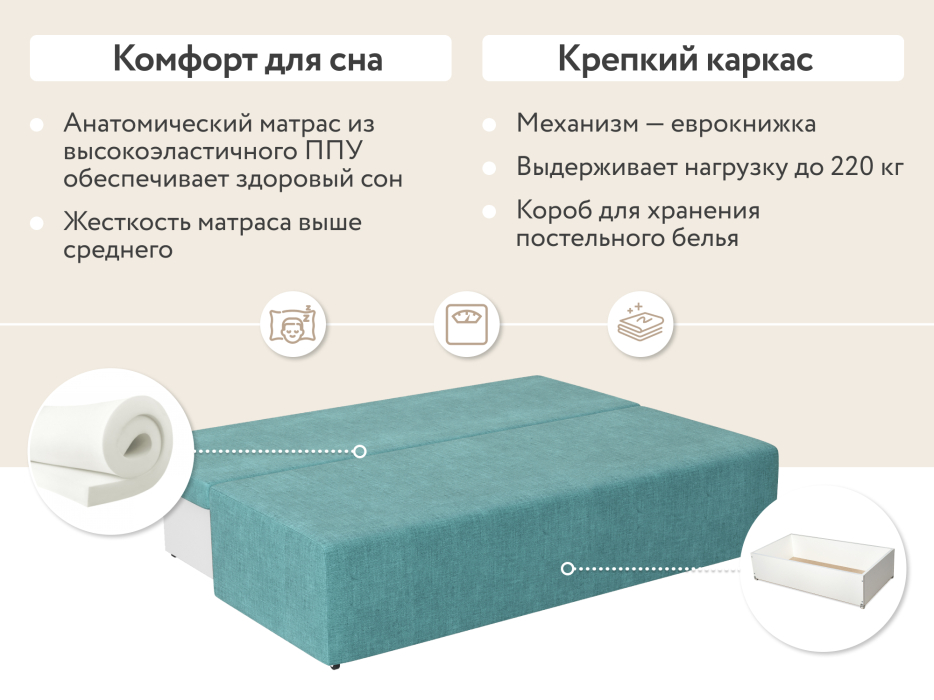 Диваны еврокнижки, Диван прямой  Каир, рогожка