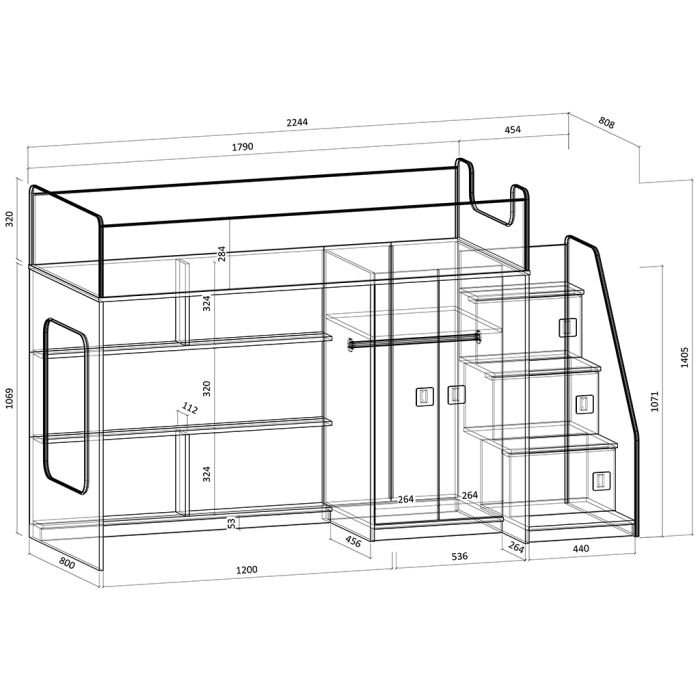 Кровати-чердаки, Кровать чердак Легенда 43.1.4