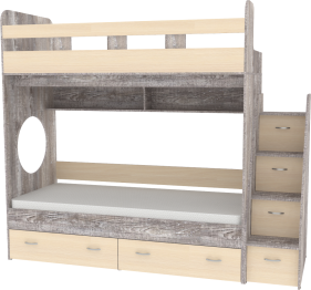 Двухъярусная кровать Юниор 1 80x190, Бетон
