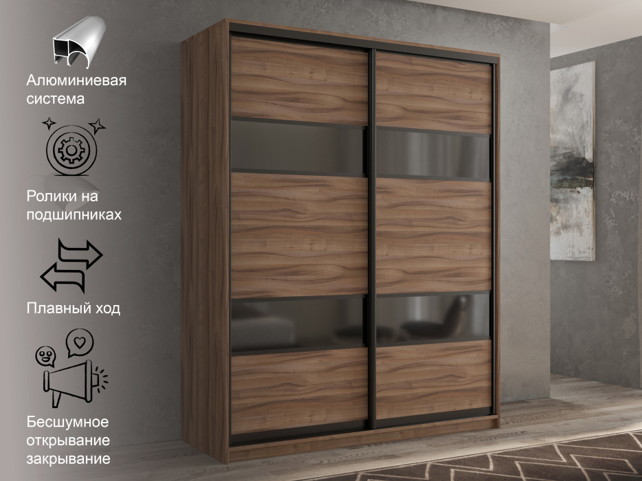 Шкафы-купе 2-х дверные, Шкаф-купе 2х дверный Кааппи 7 140х60