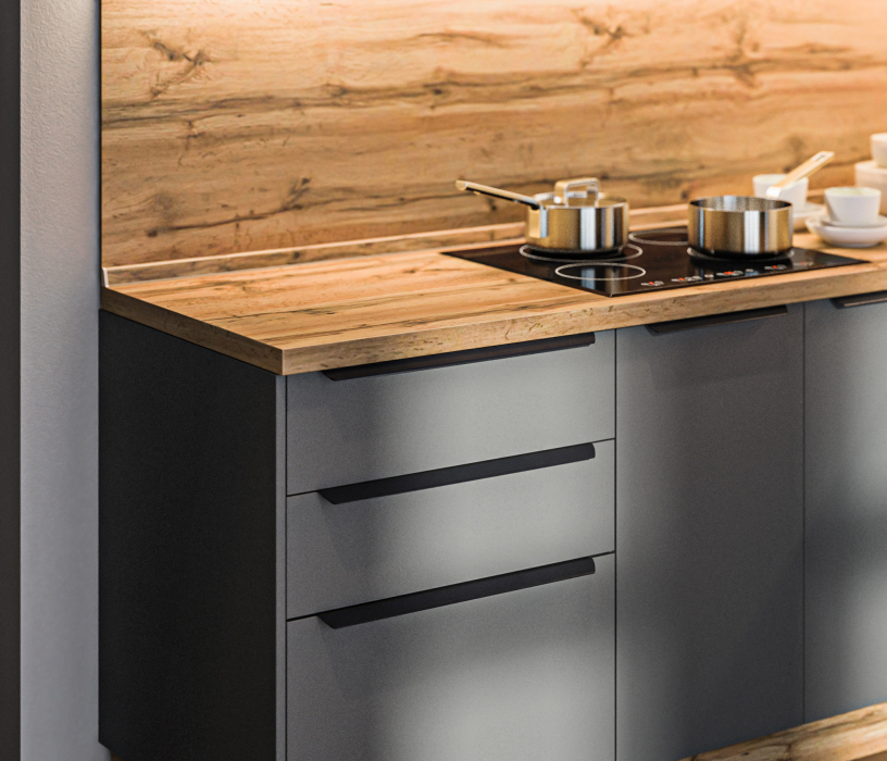 Кухонные гарнитуры, Кухонный гарнитур Регина Песочный/Лофт Диамант серый, МДФ Джаз Акация светлая 2х2 м