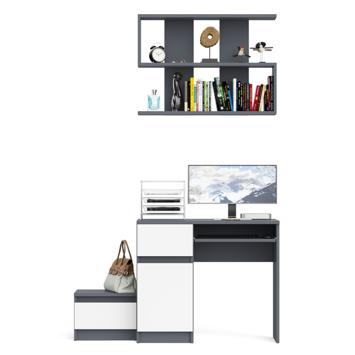 Прямые компьютерные столы, Стол компьютерный Мори МС-1 левый с тумбой и полкой 900