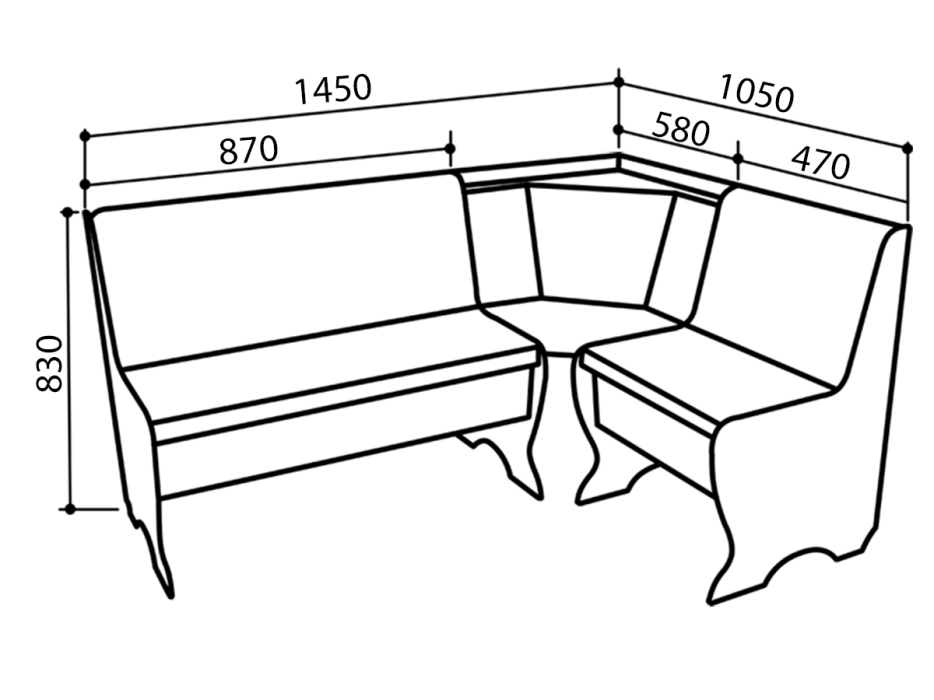 Кухонные уголки, Кухонный уголок Стиль 1Л (со столом СТ4) Ясень шимо светлый / велюр