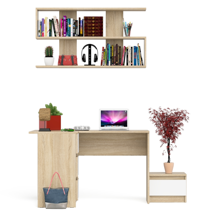 Угловые, Угловой стол компьютерный Мори МС-16 левый с тумбочкой с ящиком 400 и полкой на 1200