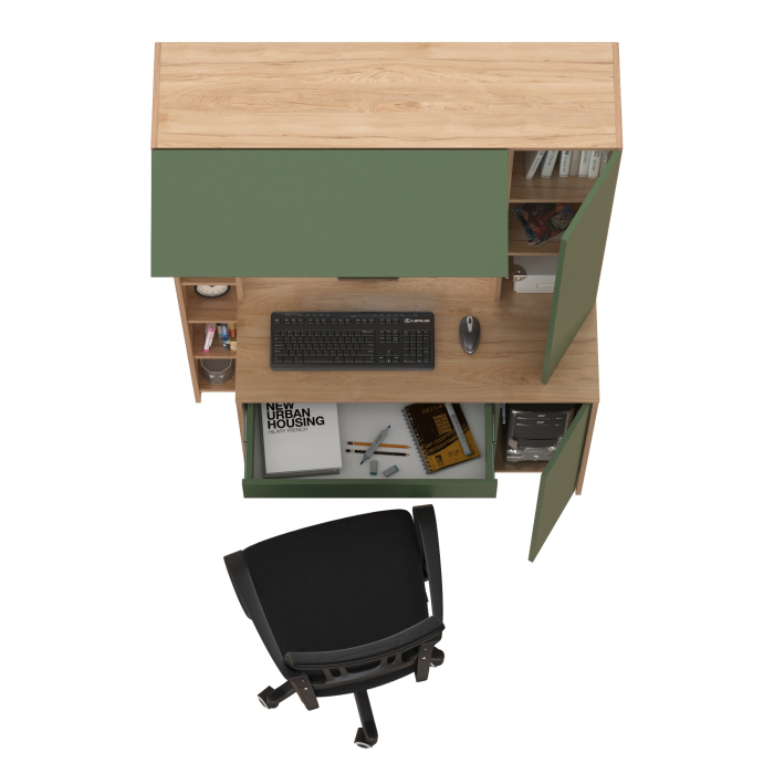 Прямые компьютерные столы, Комплект из компьютерного стола Комфорт 12.71 и черного кресла 103