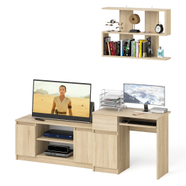 Стол однотумбовый компьютерный Мори МС-1 левый с полкой на 900 и тумбой на 1200