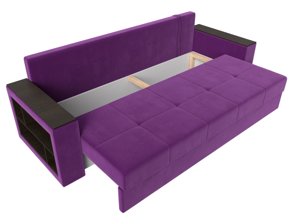Диваны кровати со спальным местом, Диван прямой Дубай Лайт полки слева, микровельвет