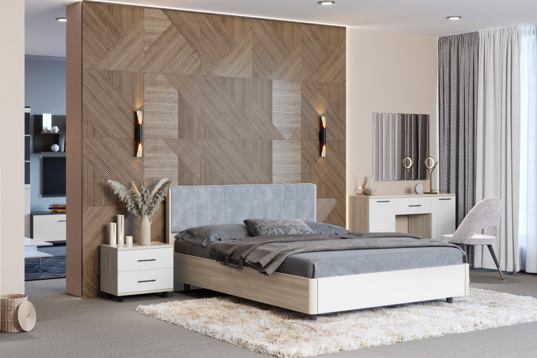 Спальные гарнитуры, Модульная спальня Грейс композиция 7  Ясень Асахи