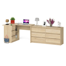 Комод Мори МК1380 на 6 ящиков с угловым компьютерным столом Мори МС-16 3 выдвижных ящика слева