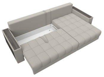 Диван угловой с декором и полкой Лига-050 НПБ, рогожка Амур