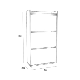 Обувница 3-х секционная KUB-01, белый, камень