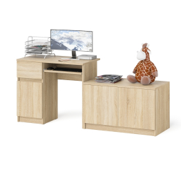 Компьютерный стол ящик и дверка Мори МС-1 левый с широкой тумбой 900