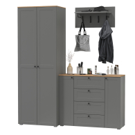 Прихожие, Шкаф в прихожую две двери с комодом и вешалкой для одежды с полкой Остин