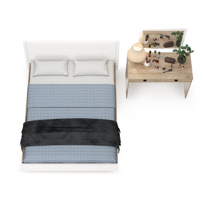 Спальные гарнитуры, Кровать Муссон с подъёмным ортопедом и стол Бостон с зеркалом, 1600х2000 мм