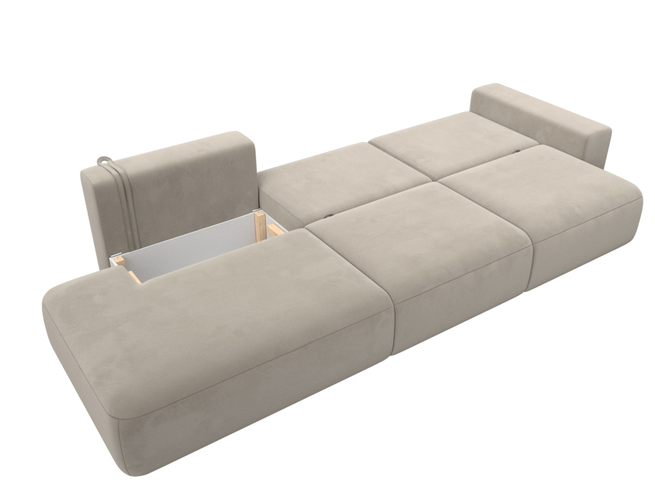 Диваны еврокнижки, Диван прямой Лига-036 Модерн Лонг подлокотник справа, микровельвет