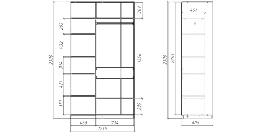 Шкаф-купе SLIM,125*60, Дуб вотан